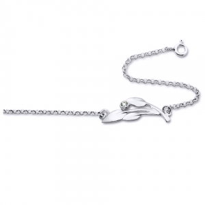 Bratara argint 925 rodiat cu buchet de flori si piatra alba - Be Nature, Be Special [0]